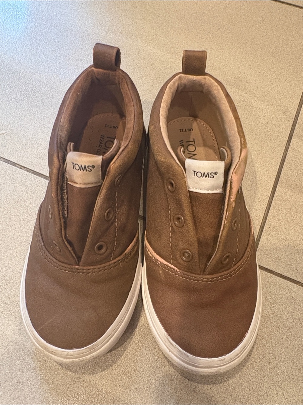 Toms Kids Brown Suede-Look Slip-On Sneakers